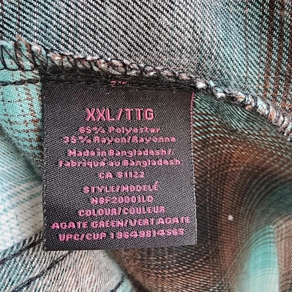 NOBO Shirt Plaid Brown Green Button Relaxed Fit size XXL - Picture 6 of 6